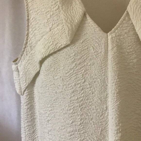 Sandro Textured Top with Ruffled Shoulders, White - Picture 3 of 4